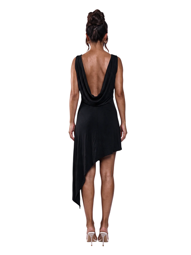 Arabella Asymmetrical Mini Dress - Noir