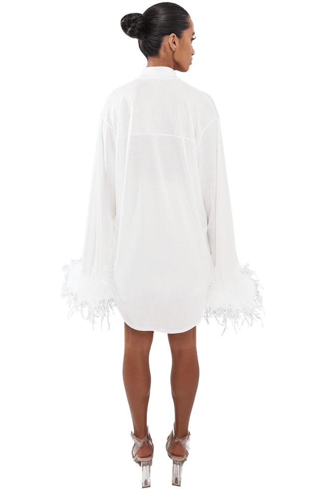 Dreamy Slinky Feather-Trimmed Cardigan