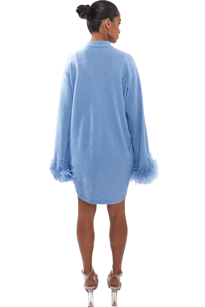 Sky Feather-Trimmed Cardigan