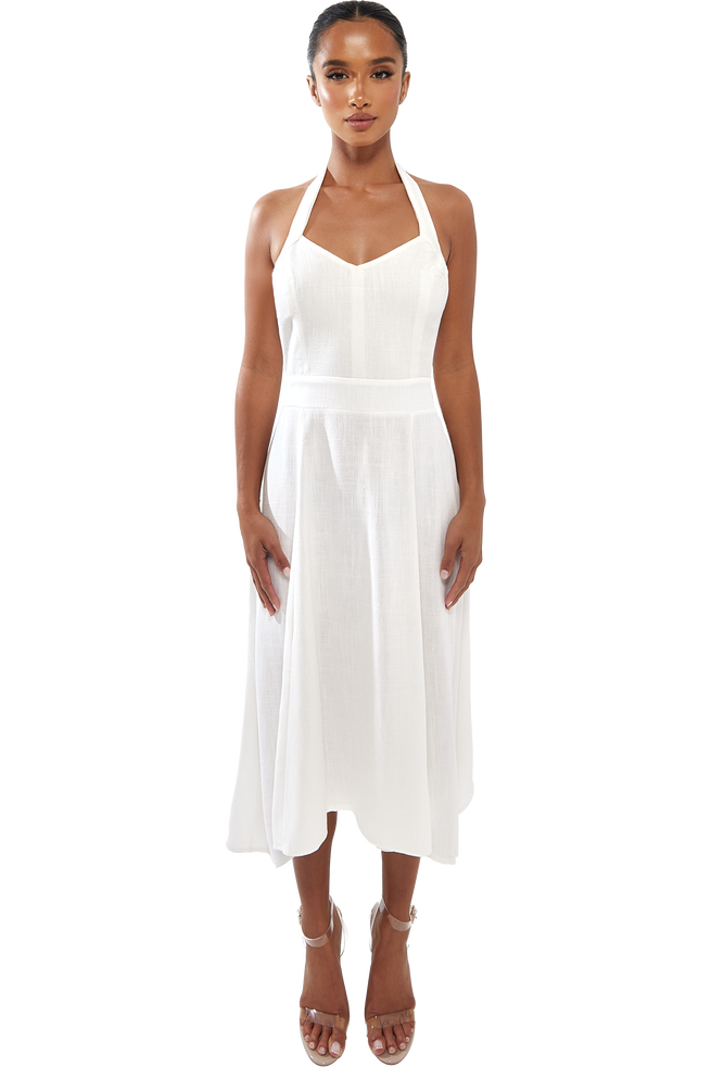 Monroe Linen Midi Dress - Bone