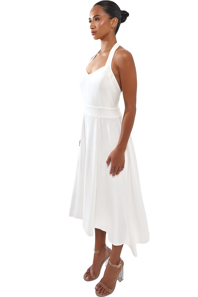 Monroe Linen Midi Dress - Bone