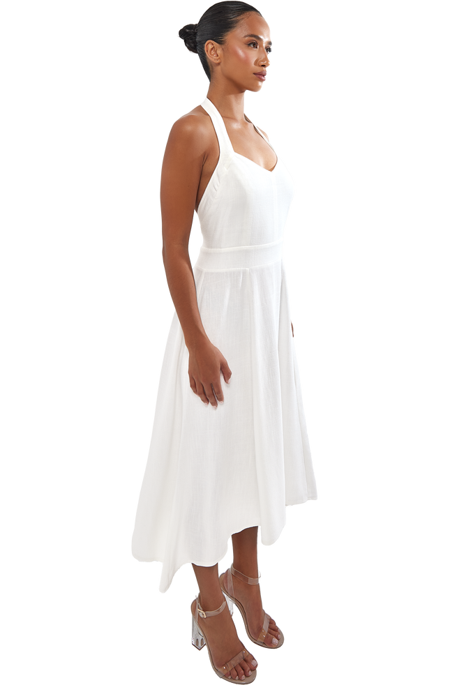 Monroe Linen Midi Dress - Bone