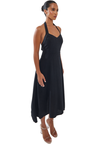 Monroe Linen Midi Dress - Black